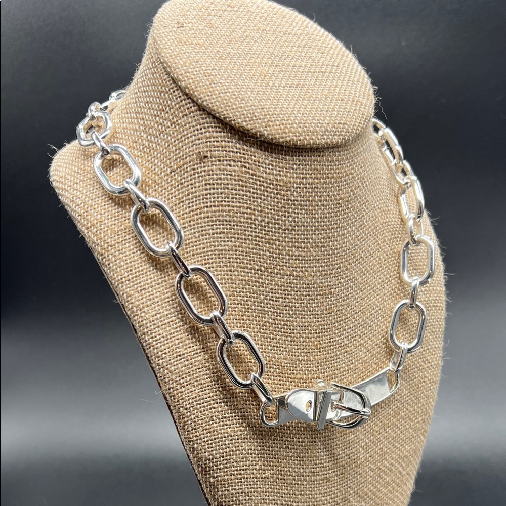 Ralph Lauren Silver Buckle Chain Necklace - Picture 2 of 7